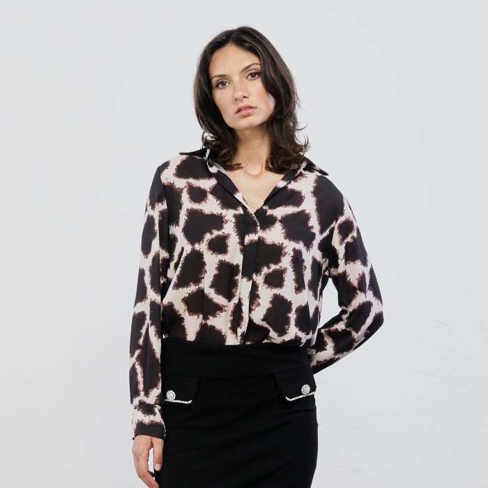 Camicia nero con stampa animalier