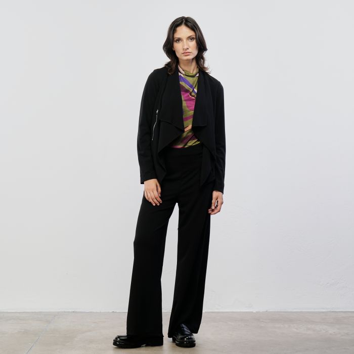 Blazer nero asimmetrico con dettaglio zip