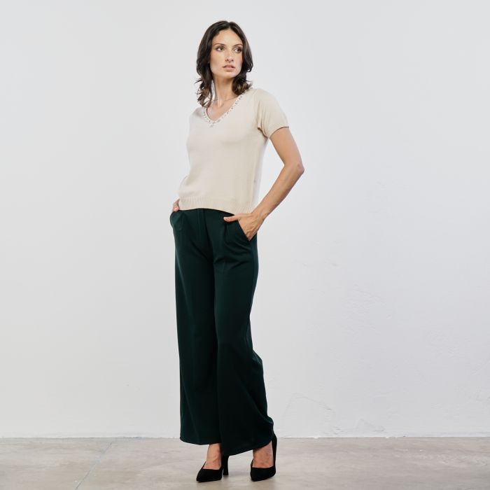 Pantaloni lunghi verdi con fondo ampio