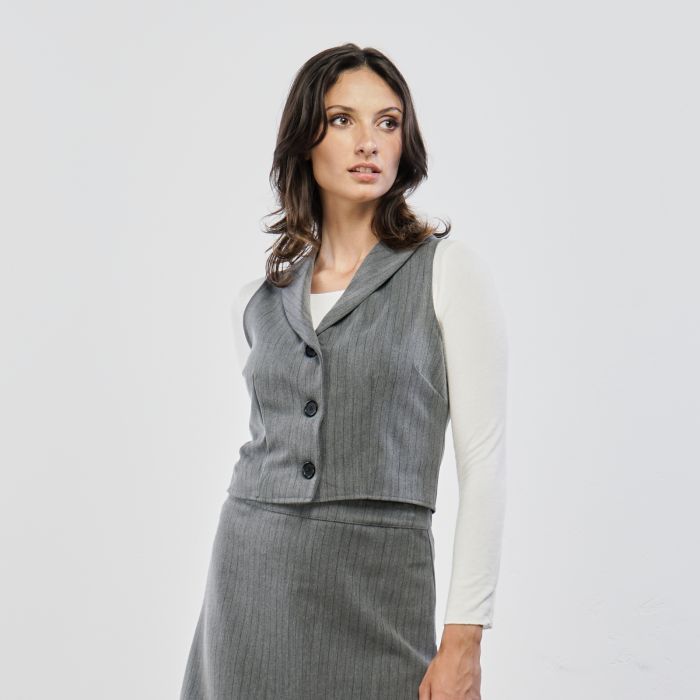 Gilet grigio in fantasia gessata