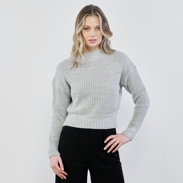 Maglioncino grigio corto in lurex