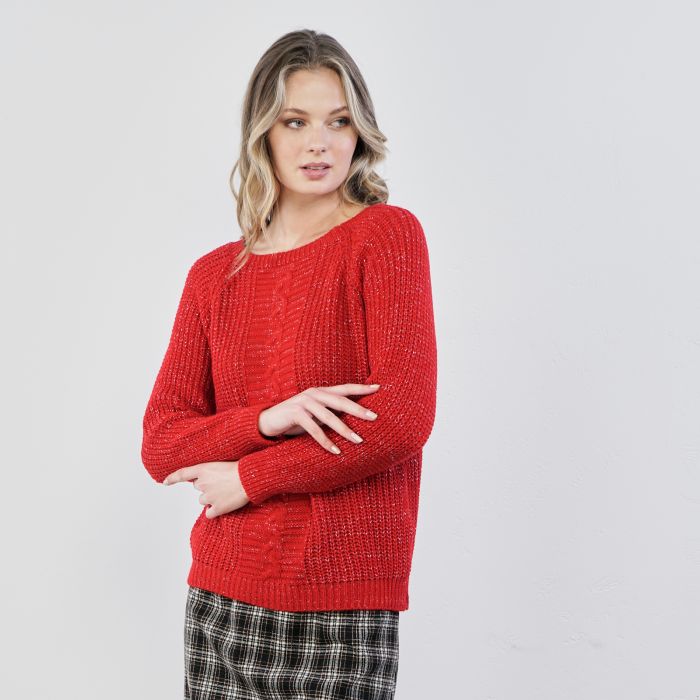 Maglione rosso con lurex