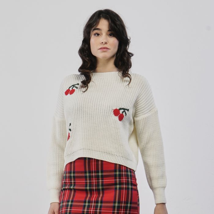 Maglioncino bianco con ciliegie