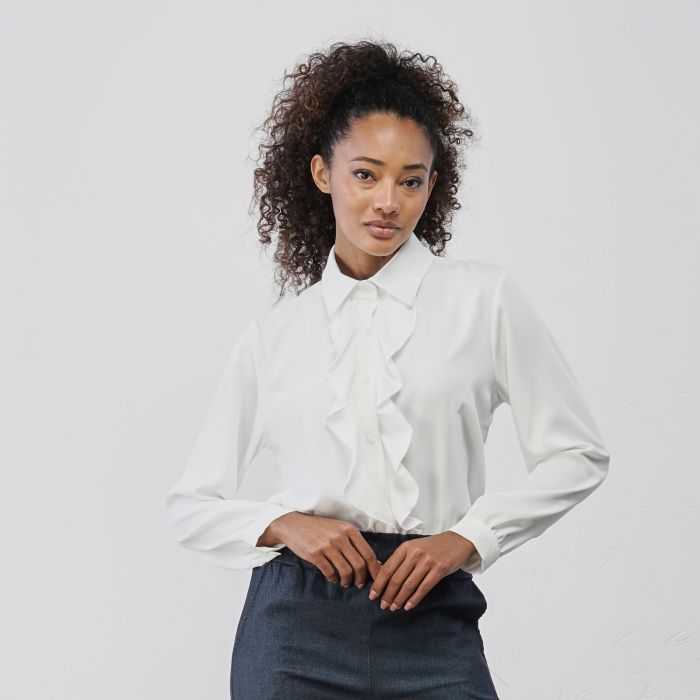 Camicia bianca da donna con volant