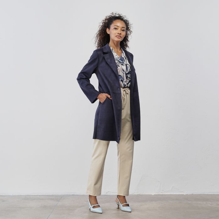 Cappotto leggero blu con tasche