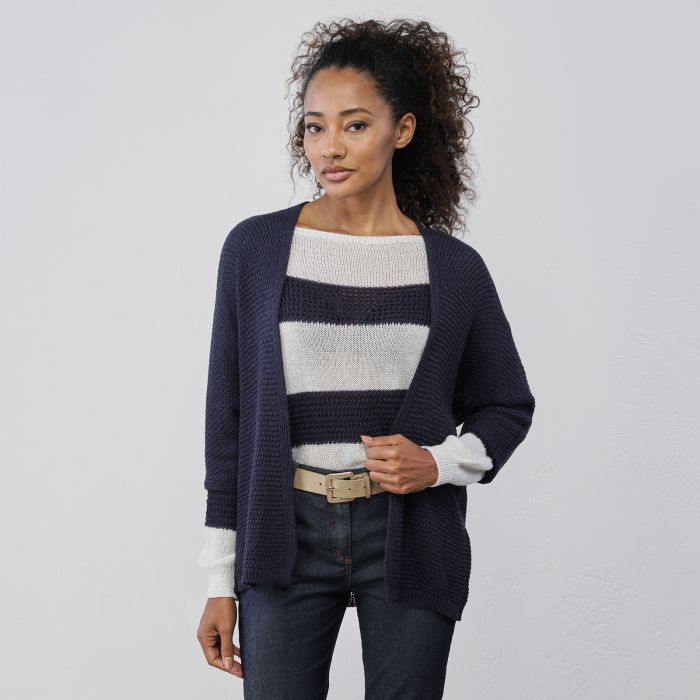 Cardigan blu da donna senza bottoni