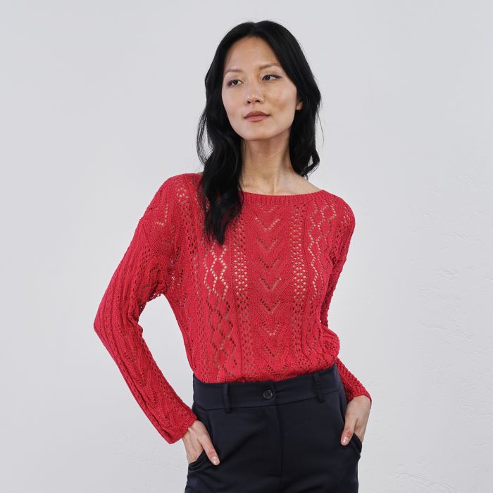 Maglioncino rosso traforato da donna