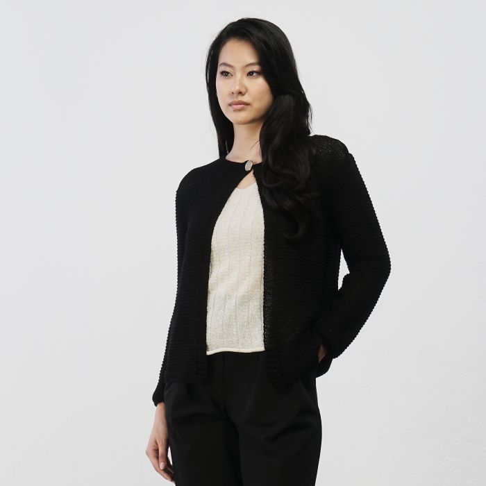 Cardigan nero da donna con bottone