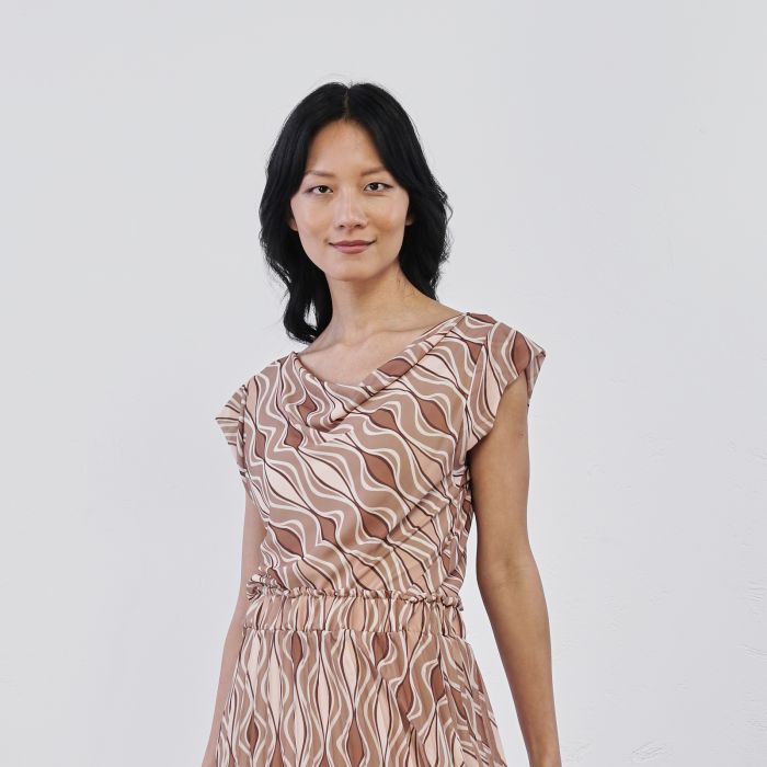 Top marrone da donna in fantasia optical