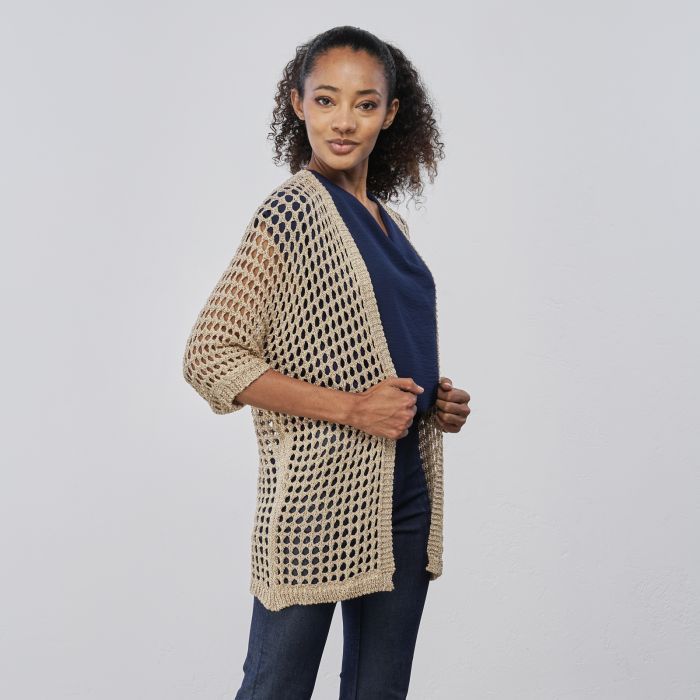 Cardigan traforato oro da donna