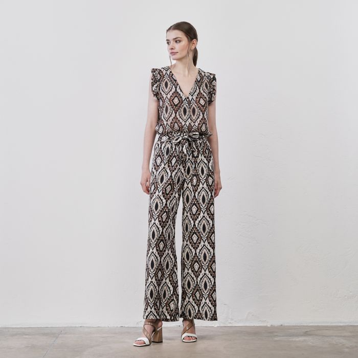 Pantaloni lunghi marroni da donna con fusciacca