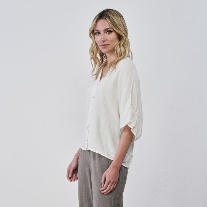 Camicia bianca da donna con righe in lurex