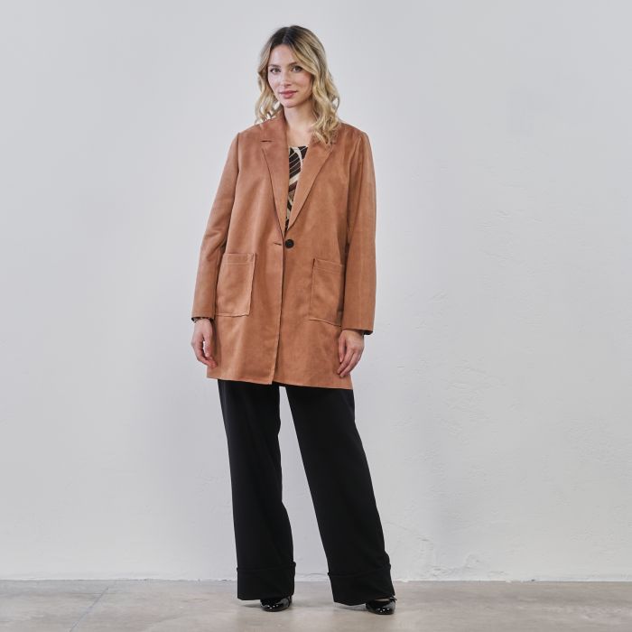 Cappotto leggero marrone da donna con tasche