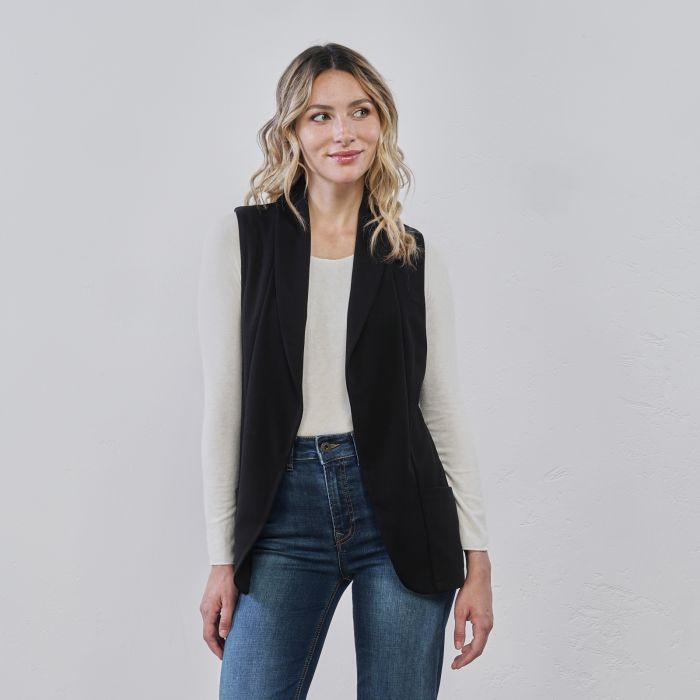 Gilet nero da donna con tasche