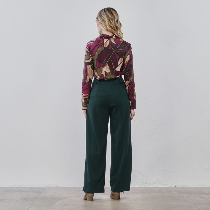 Pantalone a palazzo con piega - PANNA