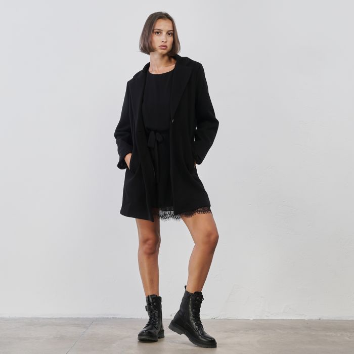 Cappotto leggero nero da donna con tasche