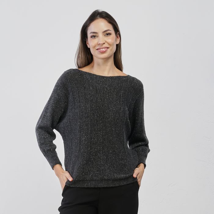 Maglioncino grigio da donna in tessuto lurex