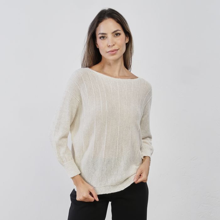 Maglioncino bianco da donna in tessuto lurex