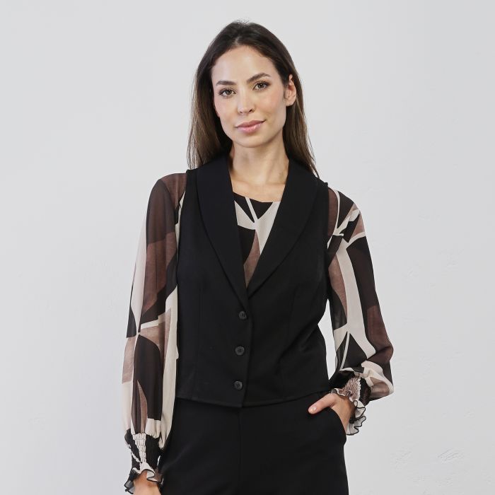 Gilet nero da donna con bottoni
