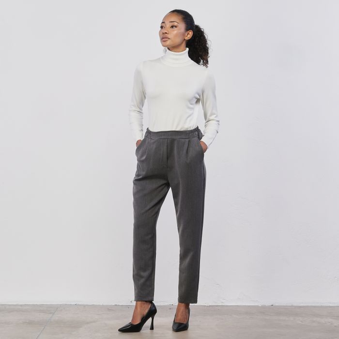 Pantaloni lunghi grigi da donna con tasche