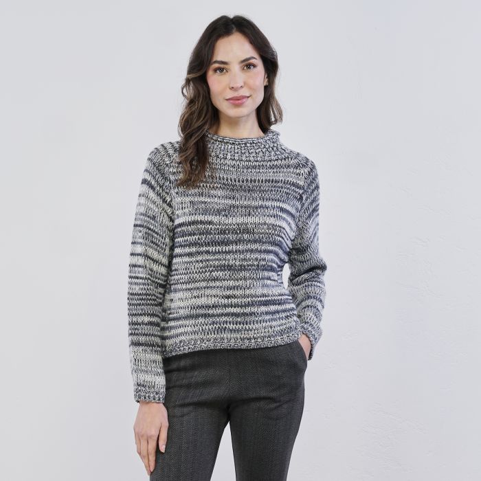 Maglioncino blu e grigio da donna effetto melange