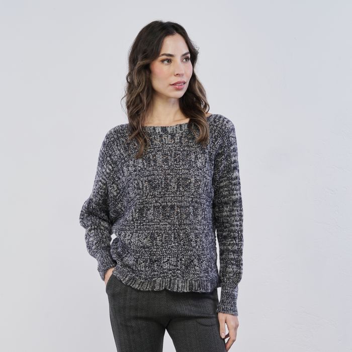 Maglioncino grigio da donna in tessuto melange