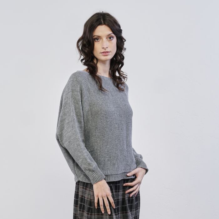 Maglione grigio da donna in tinta unita