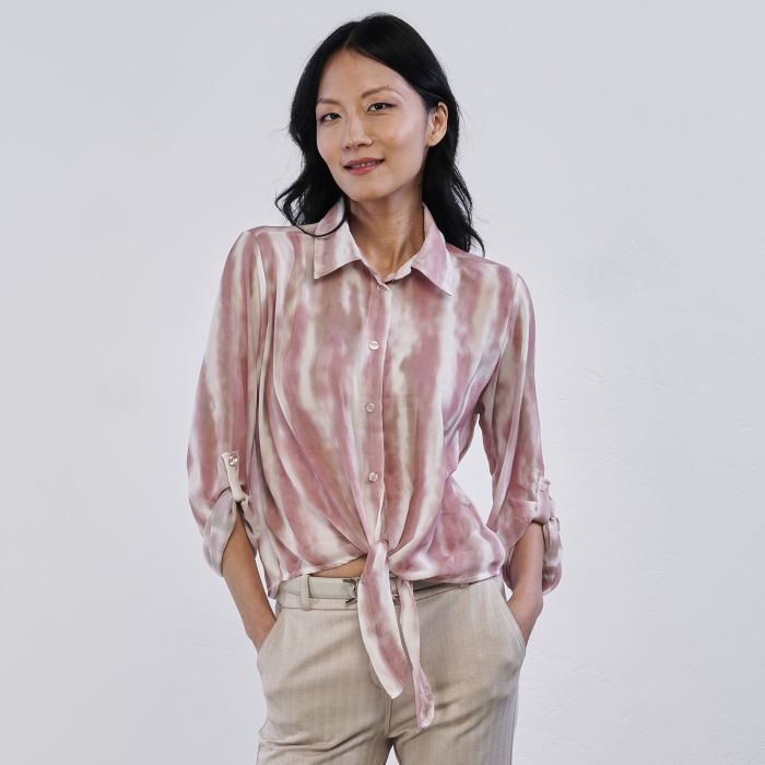 Camicia bianca e rosa Alesya effetto fantasia sfumata da donna