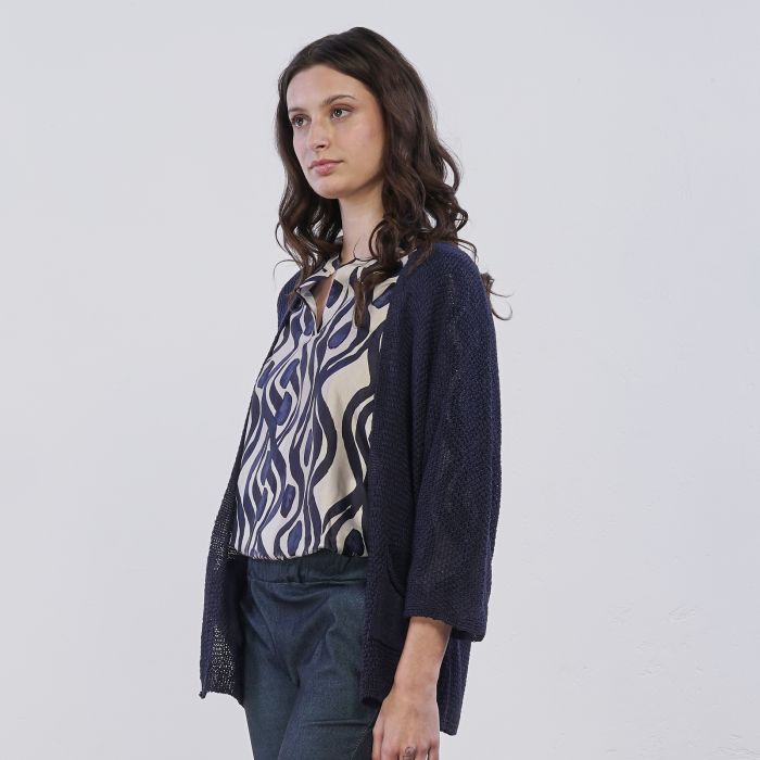 Cardigan blu Alesya da donna con tasche
