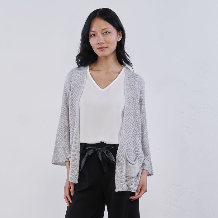 Cardigan grigio Alesya da donna con tasche