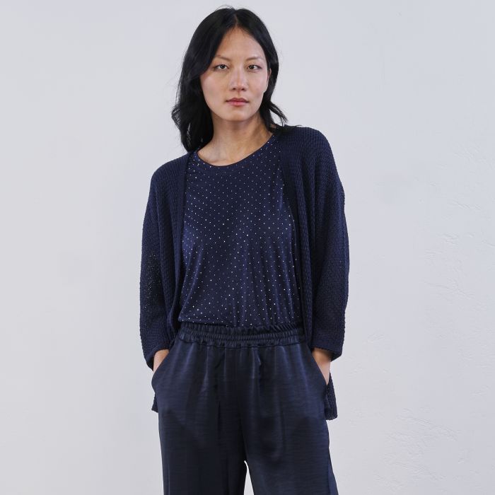 Cardigan blu Alesya da donna senza bottoni