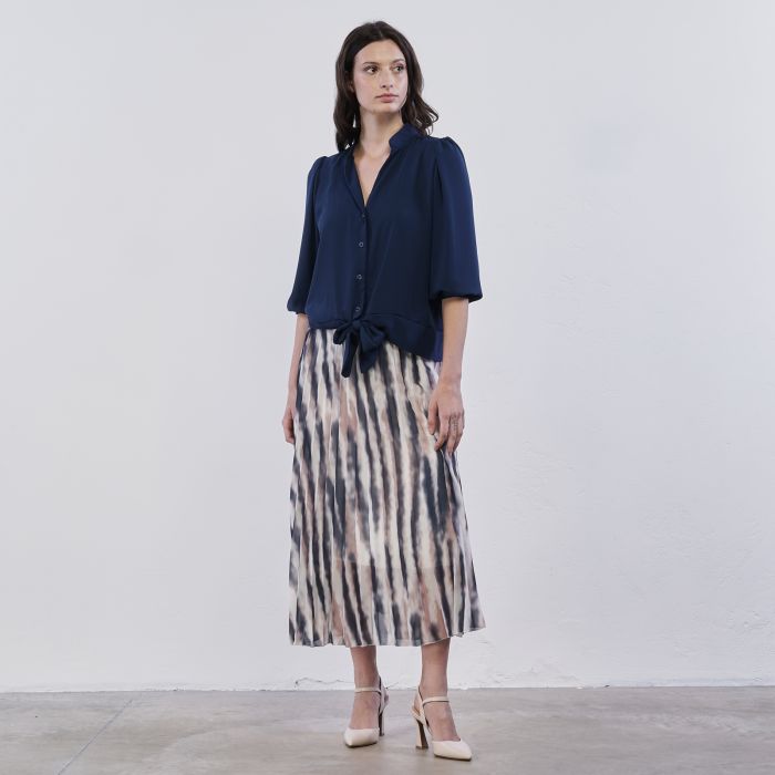 Gonna midi blu e bianca Lokita da donna effetto sfumato