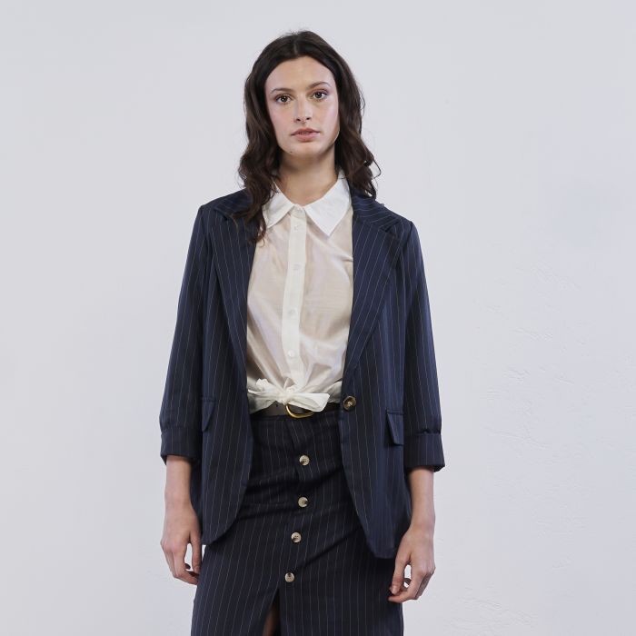 Blazer blu Lokita da donna in fantasia a righe