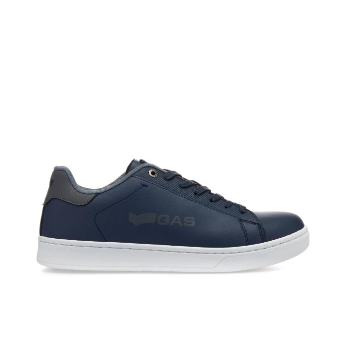 Sneakers blu con stemma laterale
