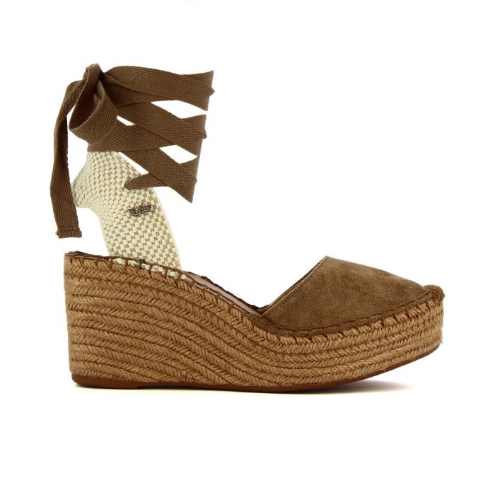 Sandali marroni con zeppa modello campesine