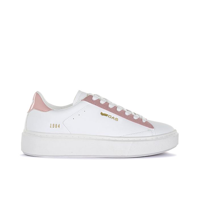 Sneakers bianche e rosa con suola platform e inserti a contrasto