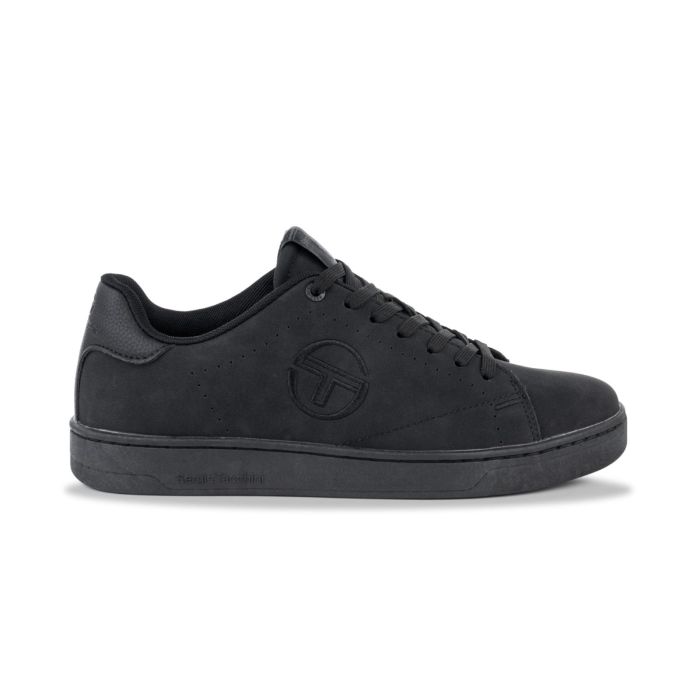 Sneakers tennis nere da uomo con logo laterale