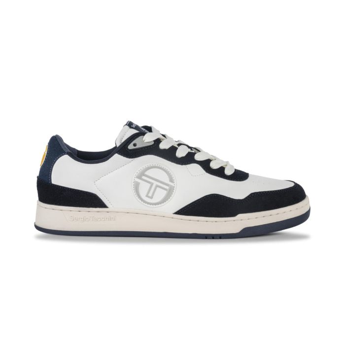 Sneakers tennis uomo bianche e nere con logo laterale