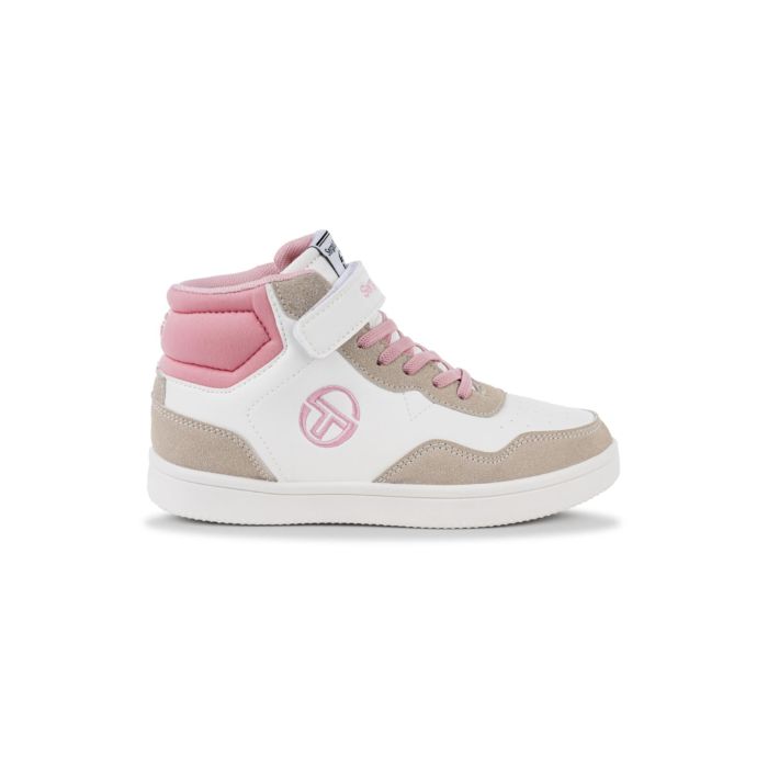 Sneakers alte basket bianche e beige da bambina