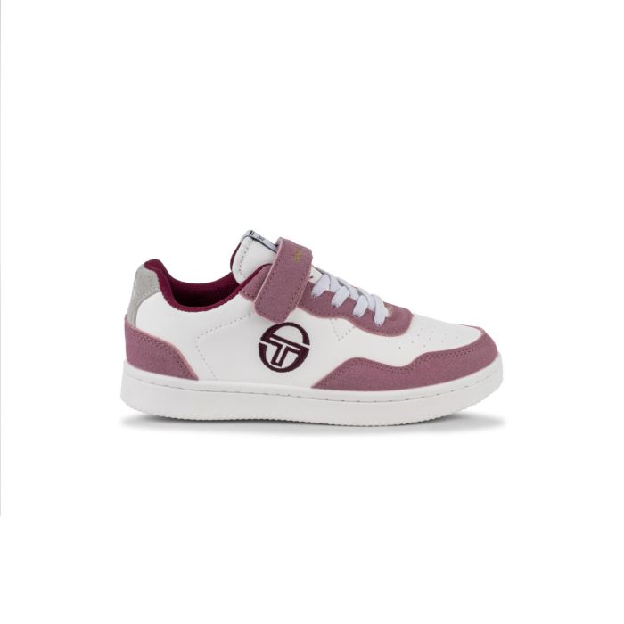 Sneakers basket rosa e bianche da bambina con velcro