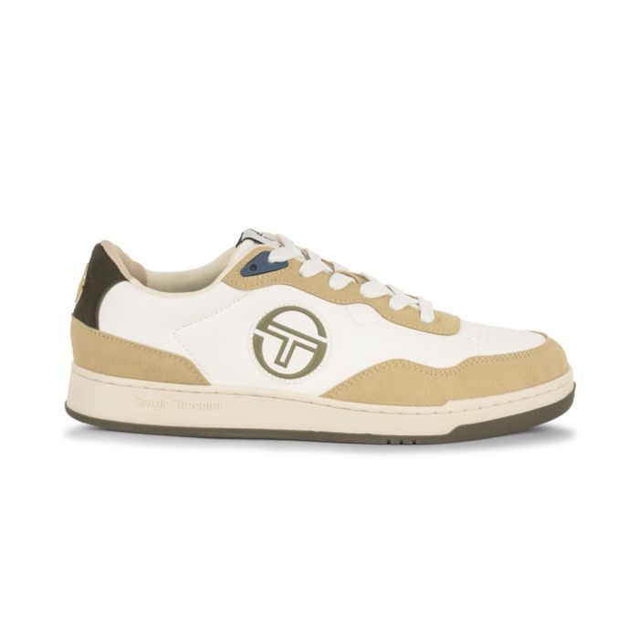 Sneakers bianche da uomo con dettagli beige effetto scamosciato Sergio Tacchini