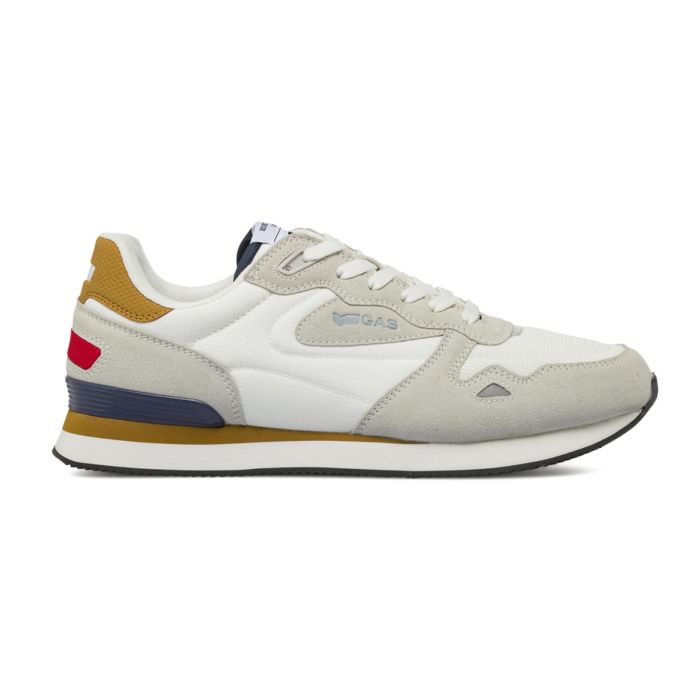 Sneakers bianche e grigie da uomo con dettagli color senape Gas