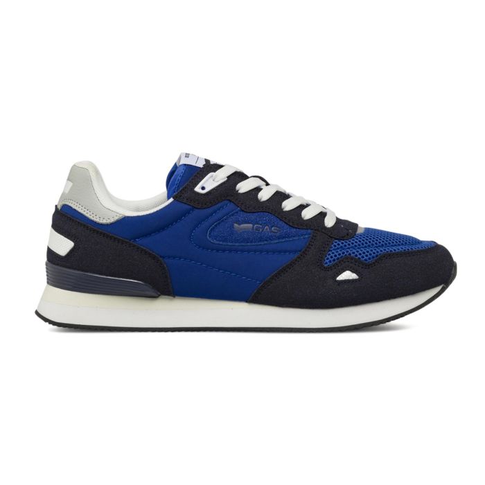 Sneakers blu da uomo con inserti effetto scamosciato e lacci Gas
