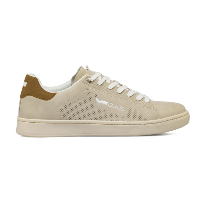 Sneakers beige Gas da uomo con logo ricamato
