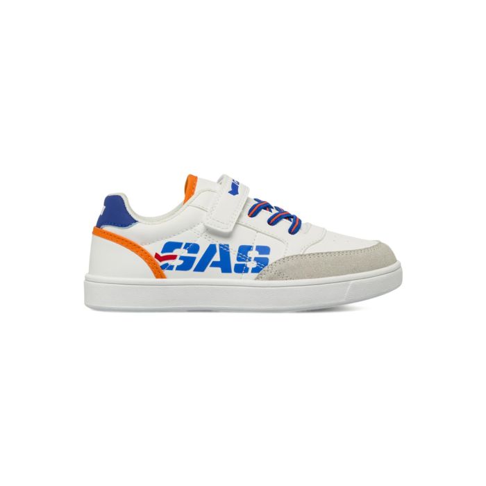 Sneakers bianche Gas da bambino con maxi logo colorato