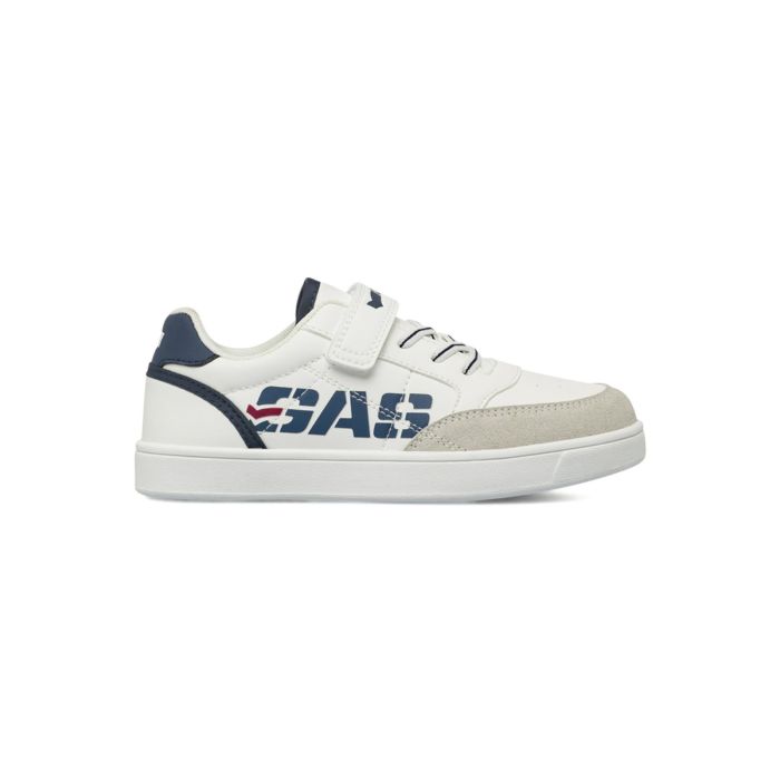 Sneakers bianche Gas da bambino con maxi logo colorato