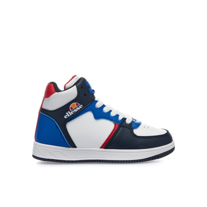 Sneakers alte bimbo da basket blu e bianche con logo