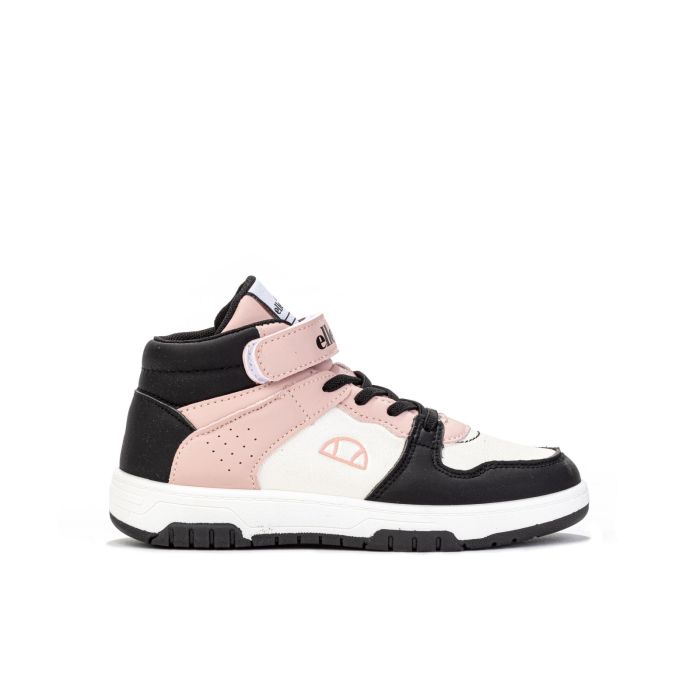 Sneakers alte basket da bambina nere e rosa con velcro