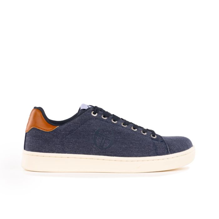 Sneakers tennis blu da uomo con logo laterale