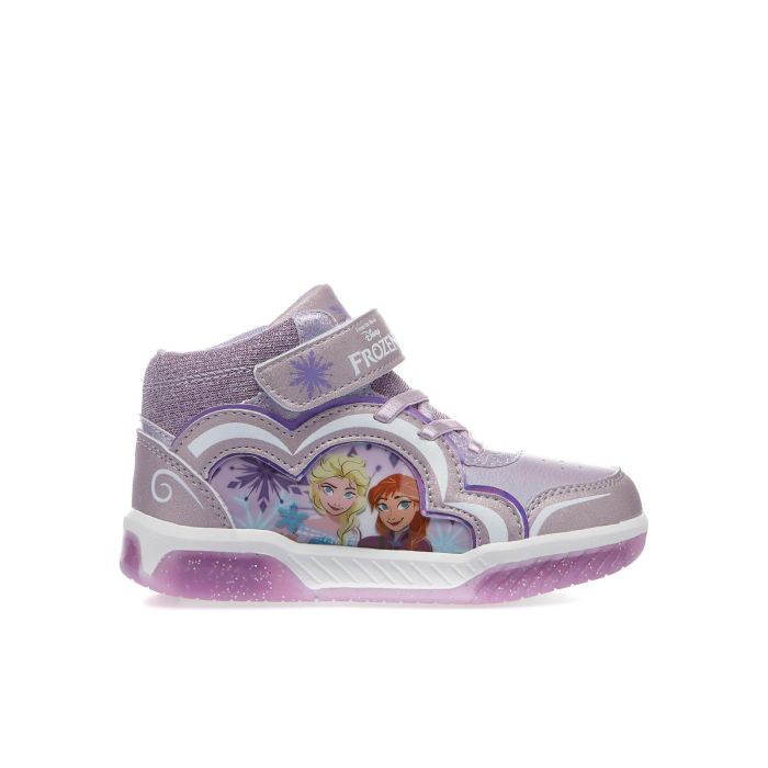 Sneakers alte rosa stampa cartoon Frozen con luci e velcro